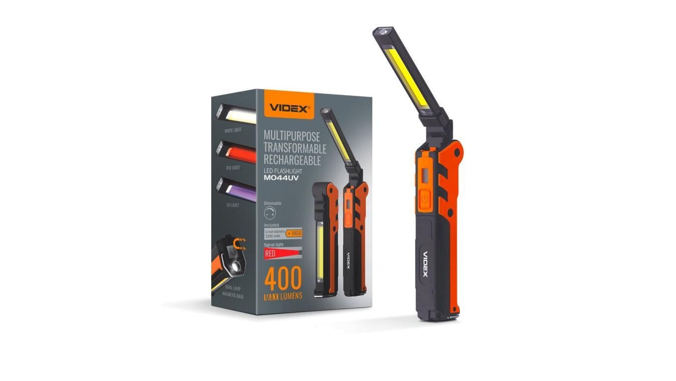 Latarka Ręczna Akumulatorowa LED 5W 400lm 5 Trybów Pracy UV Ściemnialna Videx