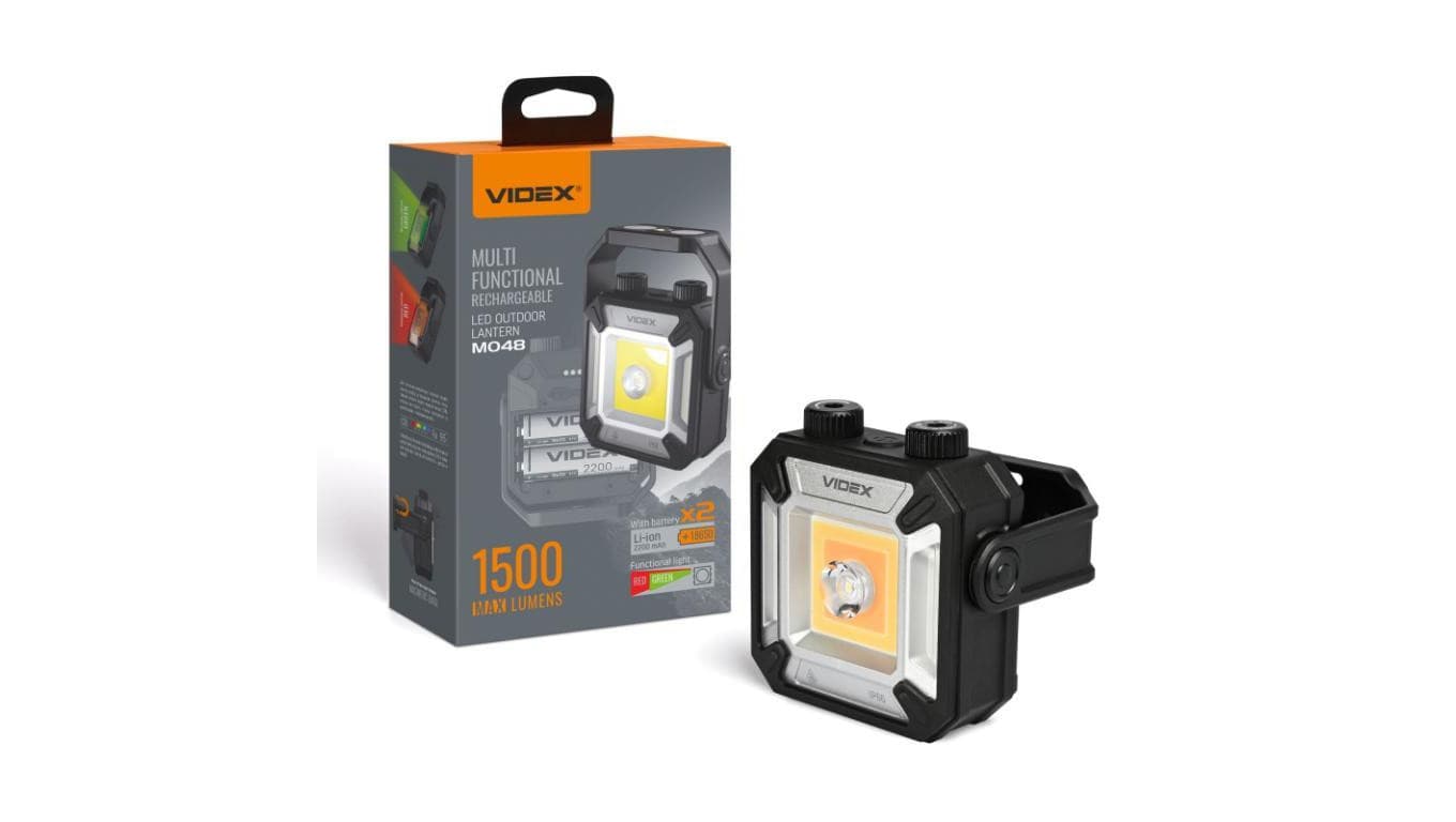 Latarka Wielofunkcyjna Akumulatorowa LED 3 Barwy Światła 20W 1500lm 5000K Czarna IP67 Videx