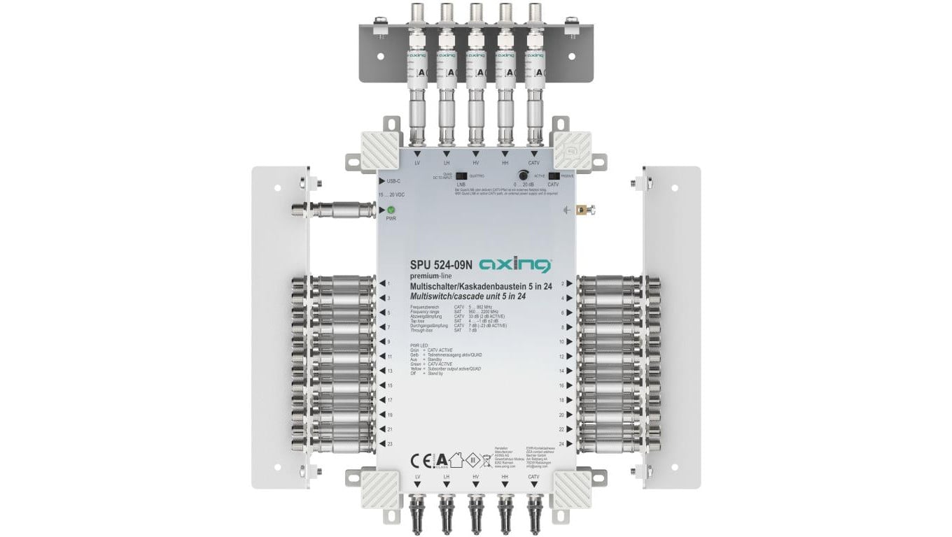 Multiswitch Axing 5/24 SPU 524-09N kaskadowy 4×SAT (1xLNB Quattro) 1 × naziemna