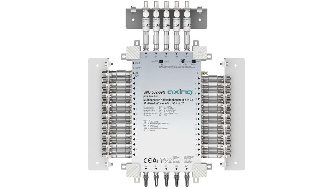 Multiswitch Axing 5/32 SPU 532-09N kaskadowy 4×SAT (1xLNB Quattro) 1 × naziemna