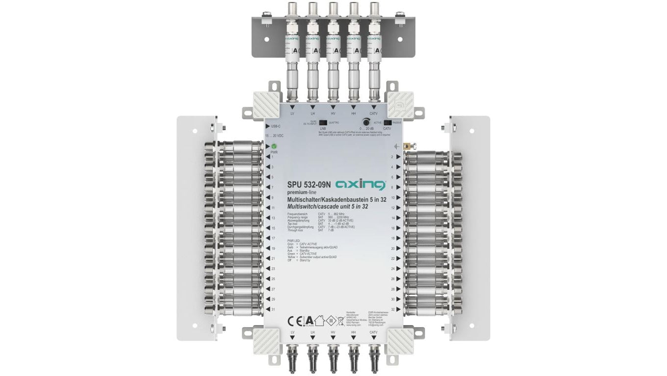 Multiswitch Axing 5/32 SPU 532-09N kaskadowy 4×SAT (1xLNB Quattro) 1 × naziemna