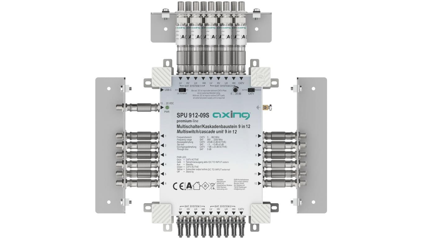 Multiswitch Axing 9/12 SPU 912-09S kaskadowy 8×SAT (2xLNB Quattro) 1 × naziemna