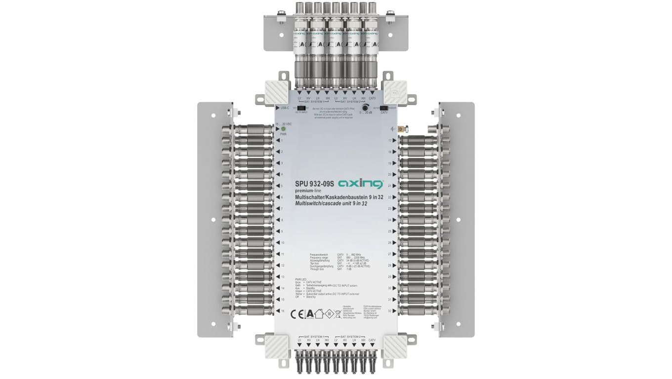 Multiswitch Axing 9/32 SPU 932-09S kaskadowy 8×SAT (2xLNB Quattro) 1 × naziemna