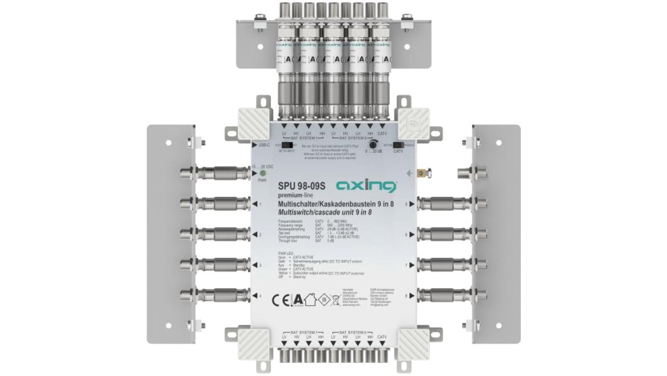 Multiswitch Axing 9/8 SPU 98-09S kaskadowy 8×SAT (2xLNB Quattro) 1 × naziemna