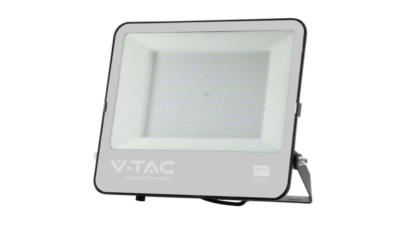 Naświetlacz, projektor LED SMD 200W 22960lm 6500K IP65 czarna barwa CW biała zimna, przewód 1m V-TAC SAMSUNG VT-44201