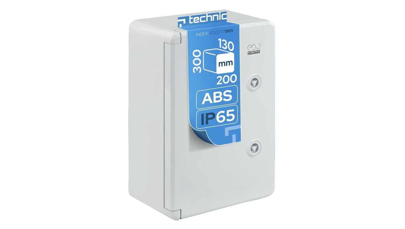 Obudowa ABS standardowa pusta 200x300x130 z ocynkowaną płytą montażową szara IP65 EDO777001 EDO