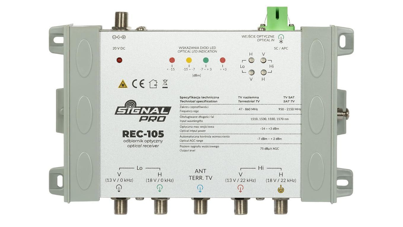Odbiornik optyczny QUATRO REC-105 (4x SAT IF+Terr) SIGNAL PROfessional