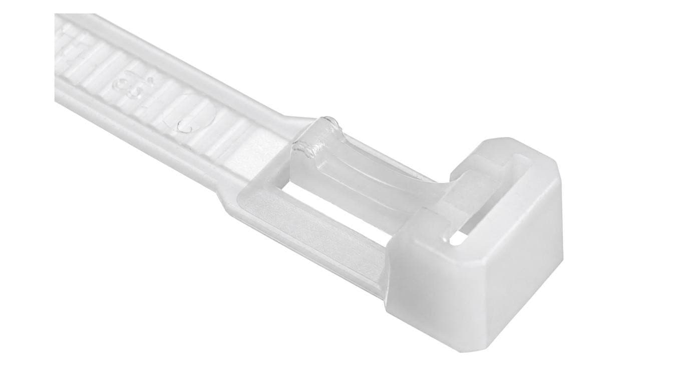 Opaski zaciskowe kablowe 7,6x300mm wielorazowe, otwierane wielokrotnie białe 100szt.
