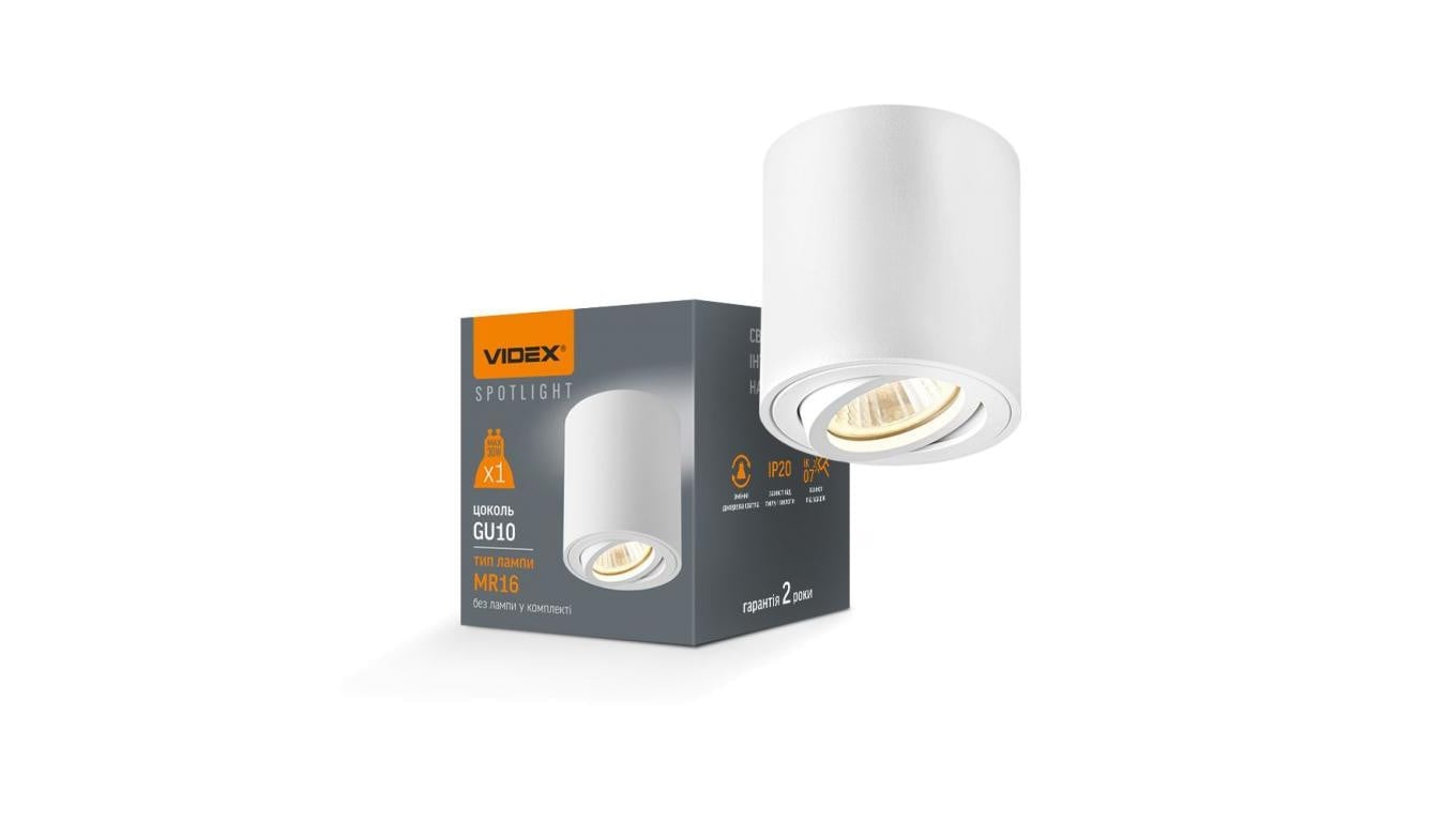 Oprawa Natynkowa HALOGENOWA SPOT Lampa Sufitowa 1x GU10 Biała Ruchoma Videx