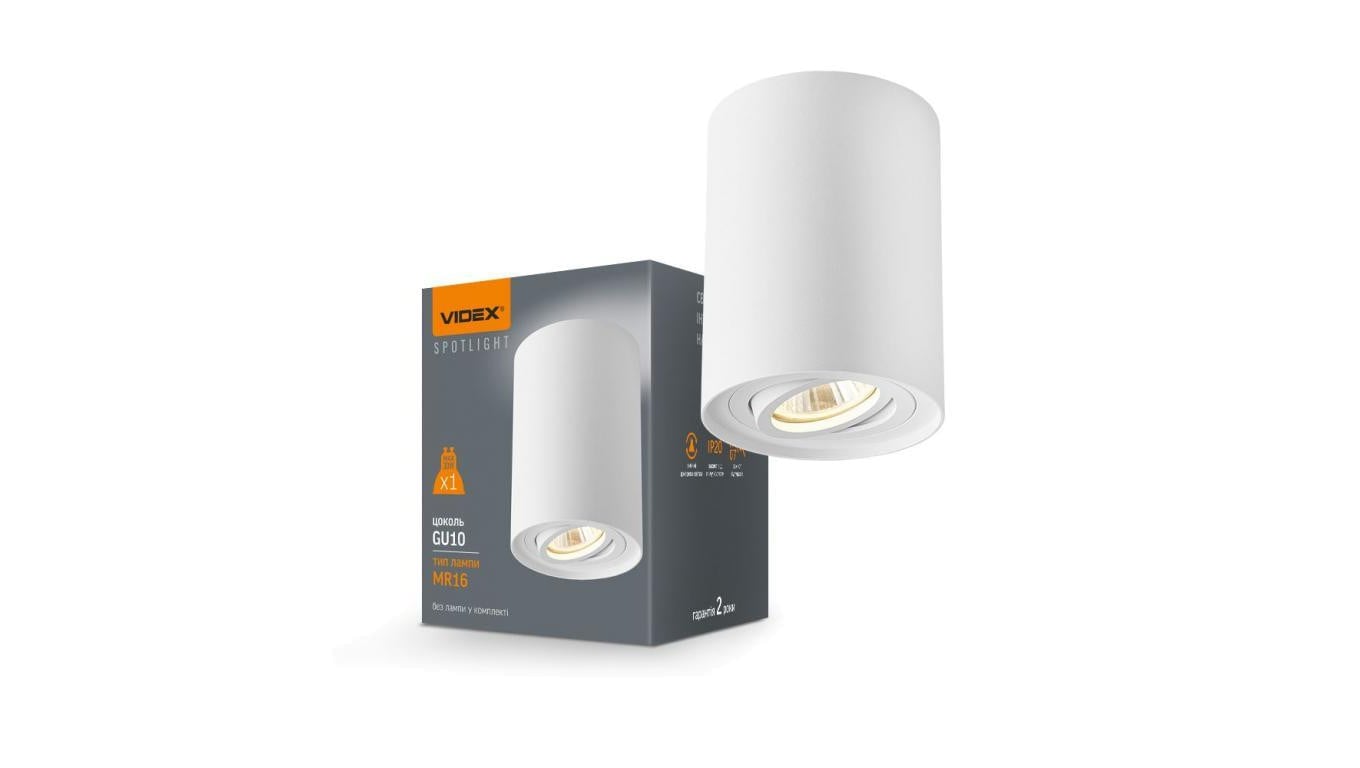 Oprawa Natynkowa HALOGENOWA SPOT Lampa Sufitowa 1x GU10 Ruchoma Biała Videx