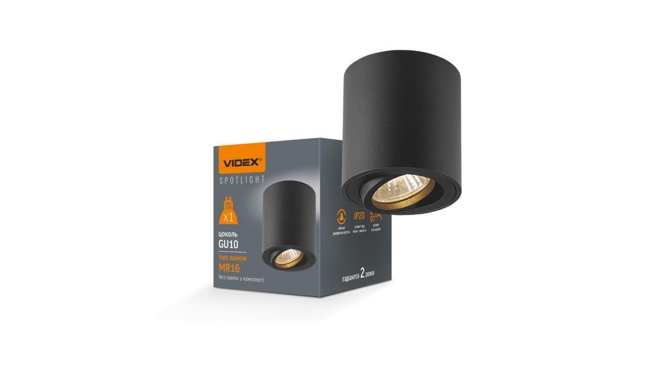 Oprawa Natynkowa HALOGENOWA SPOT Lampa Sufitowa 1x GU10 Ruchoma Czarna Videx