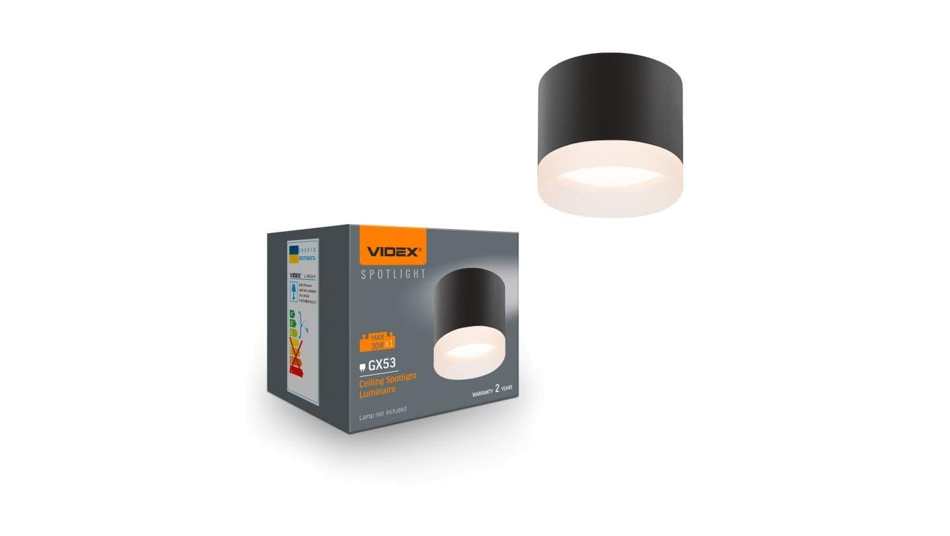 Oprawa Natynkowa SPOT Lampa Sufitowa Punktowa 1x GX53 Czarna Videx