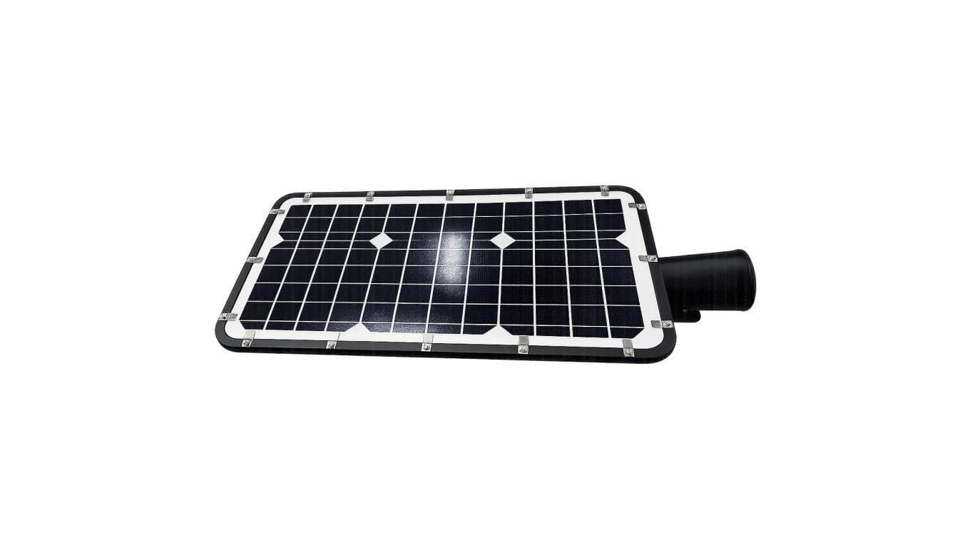 Oprawa, lampa solarna uliczna LED SOLER z czujnikiem MV 20W 3000lm 4000K IP66 czarna barwa NW biała neutralna LUXMENA