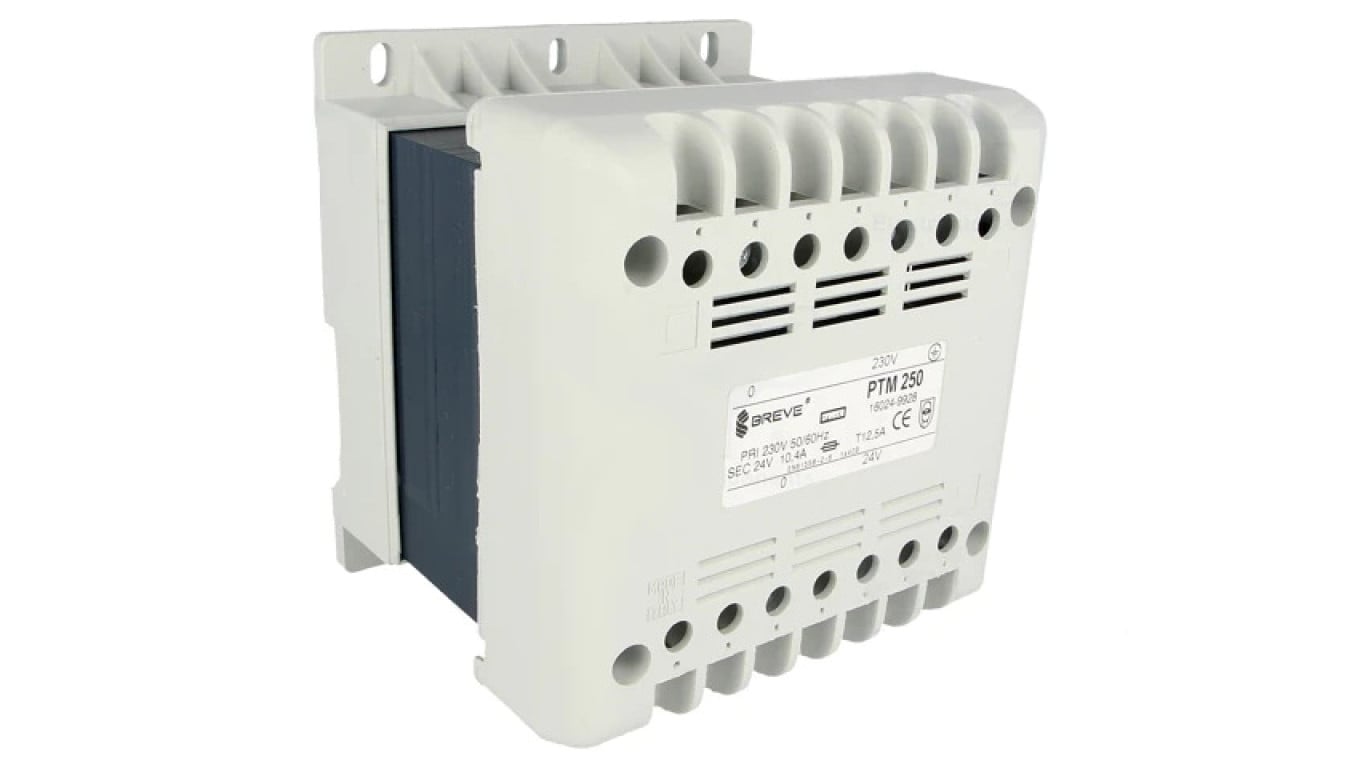Transformator sieciowy 250VA 230VAC 24V na szynę DIN IP21 PTM250/230/24V