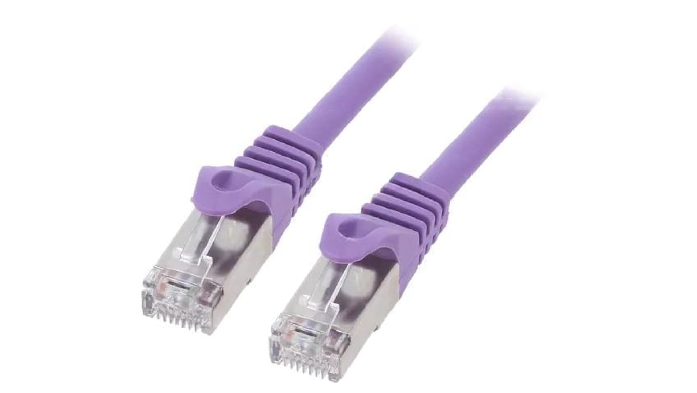 Patch cord F/UTP, Cat 6, RJ45 wtyk z obu stron, linka, CCA, 5m, PVC, fioletowy PP6-5M/V