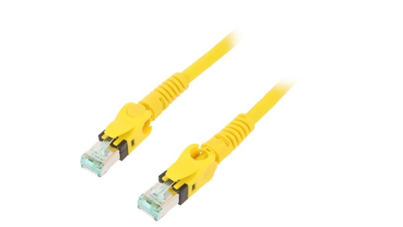 Patch cord S/FTP 6a linka Cu PUR żółty 10m 27AWG Żyły: 8 09488485745100