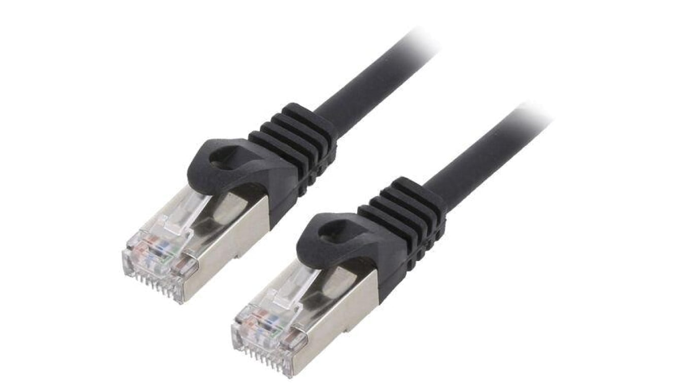 Patch cord S/FTP, Cat 6a, RJ45 wtyk z obu stron, linka, Cu, 0,5m PP6A-LSZHCU-BK-0.5M