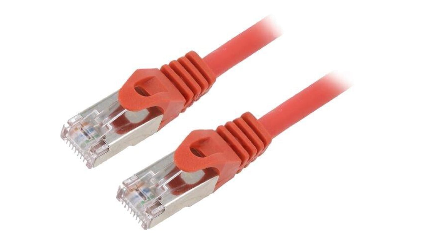 Patch cord S/FTP, Cat 6a, RJ45 wtyk z obu stron, linka, Cu, 0,5m PP6A-LSZHCU-R-0.5M