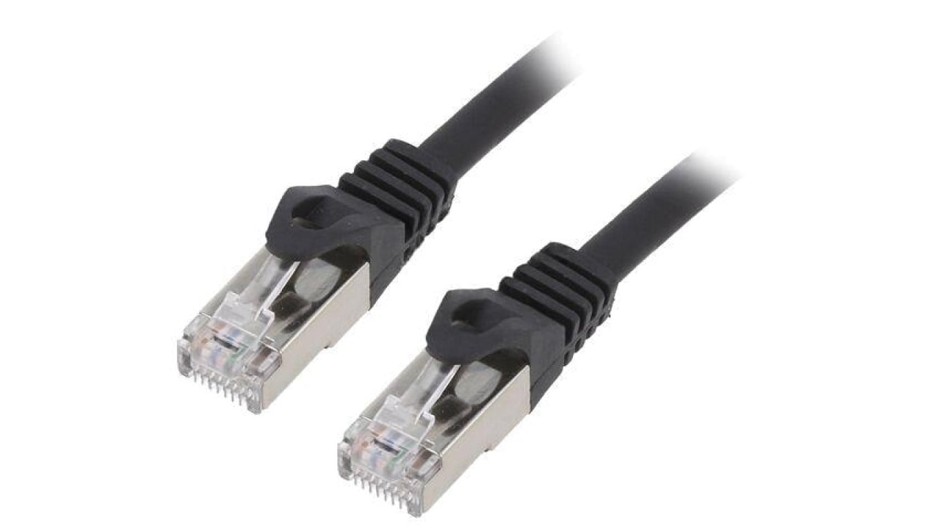 Patch cord S/FTP, Cat 6a, RJ45 wtyk z obu stron, linka, Cu, 1,5m PP6A-LSZHCU-BK-1.5M