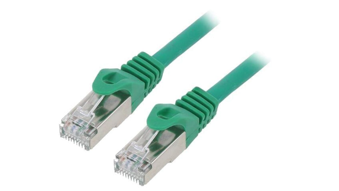 Patch cord S/FTP, Cat 6a, wtyk RJ45 z obu stron, linka, Cu, 1m PP6A-LSZHCU-G-1M