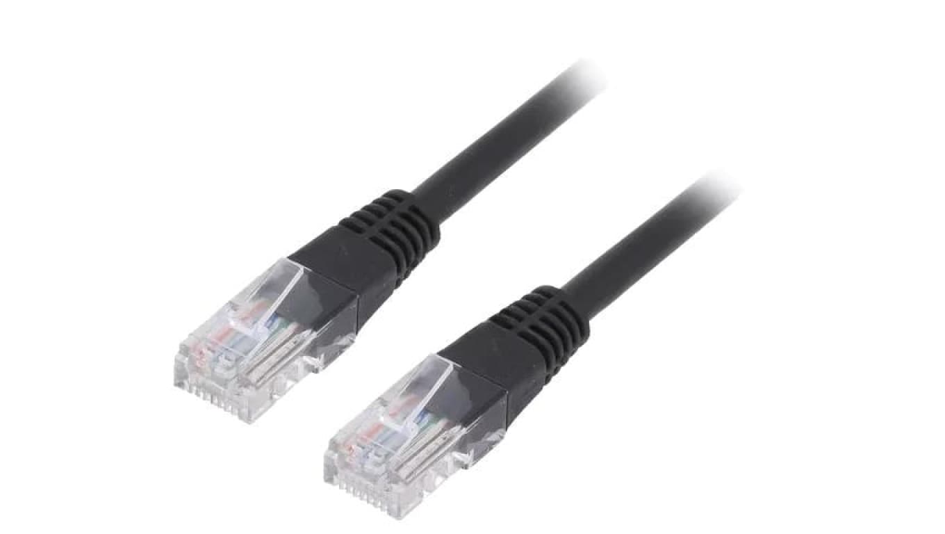 Patch cord U/UTP, Cat 5e, RJ45 wtyk z obu stron, linka, CCA, PVC PP12-0.25M/BK