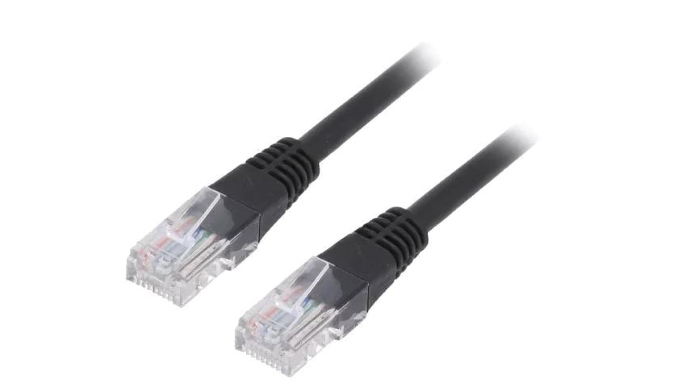 Patch cord U/UTP, Cat 5e, RJ45 wtyk z obu stron, linka, CCA, PVC PP12-0.25M/BK