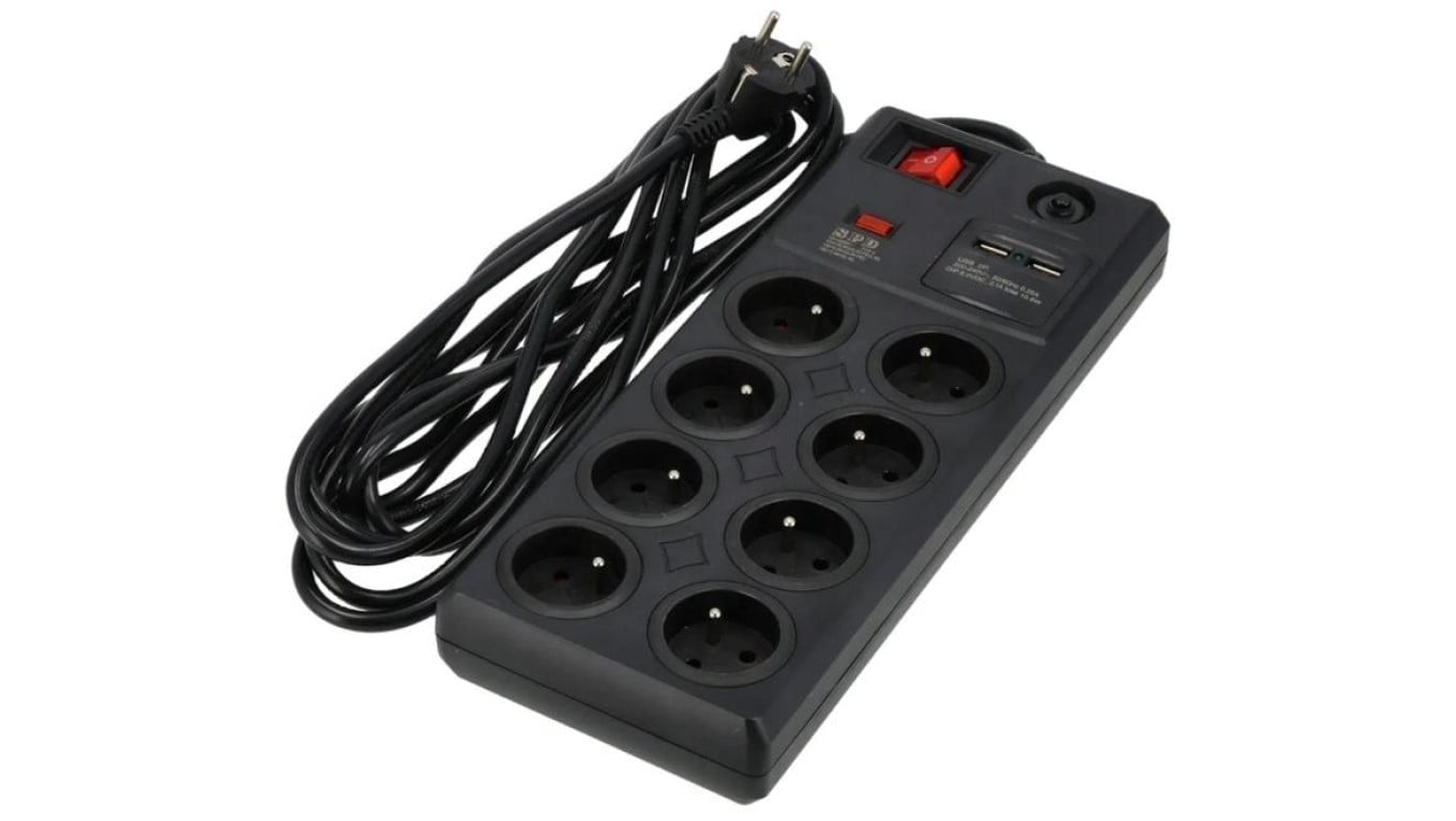 Przedłużacz listwa zasilająca 10 gniazd 2xUSB z wyłącznikiem 5m Schmith