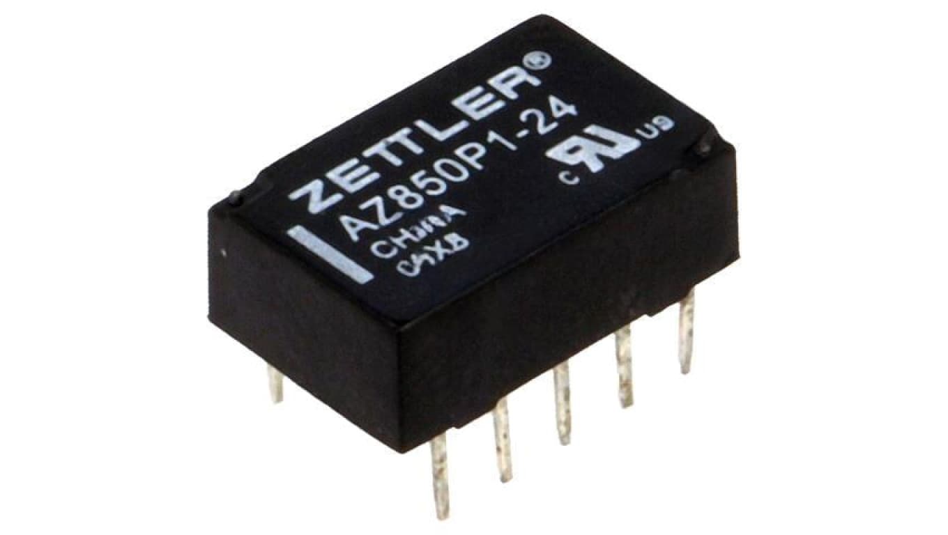 Przekaźnik elektromagnetyczny, DPDT, Ucewki: 24VDC, Iwyj: 1A, na PCB AZ850P1-24
