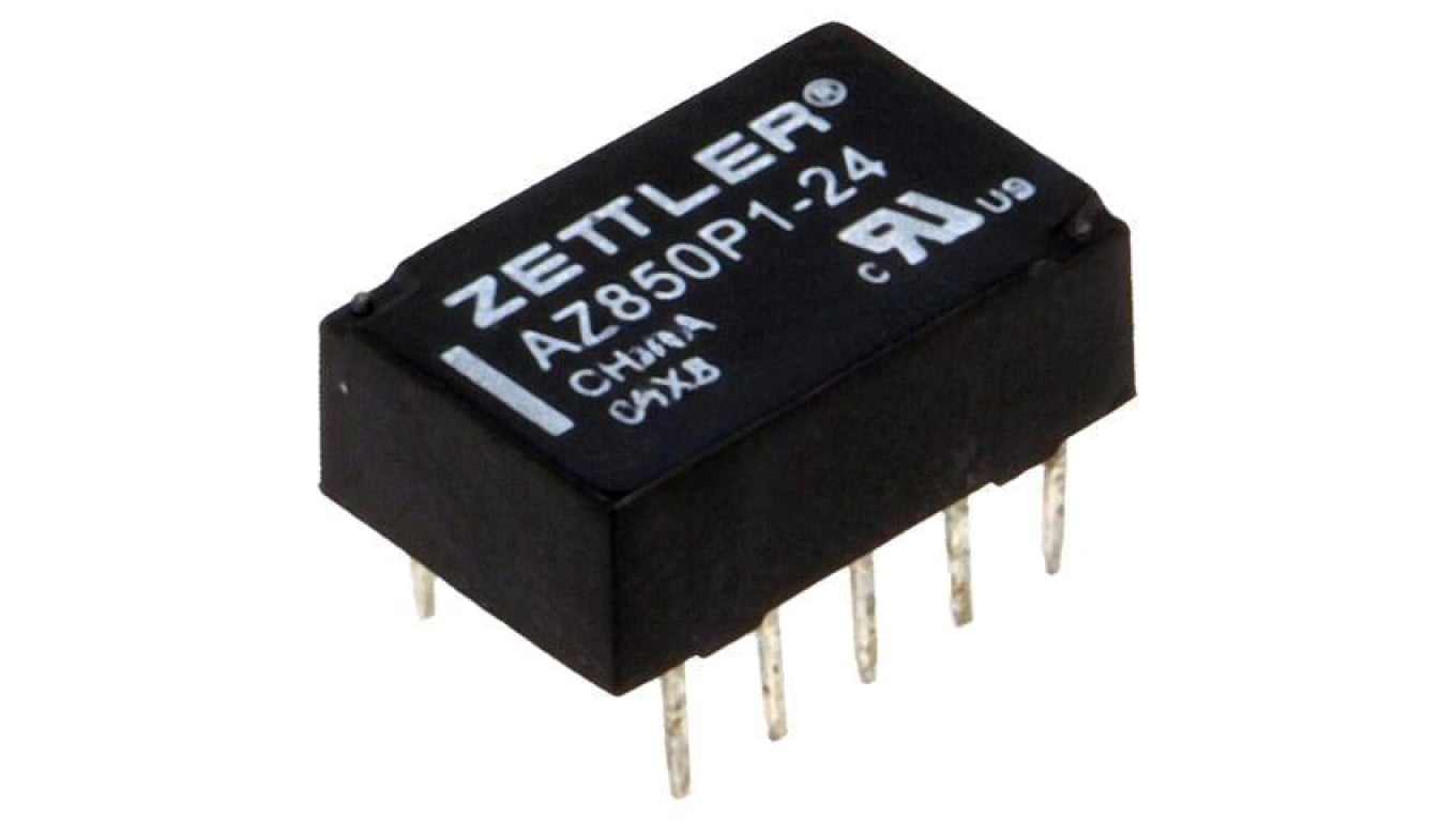 Przekaźnik elektromagnetyczny, DPDT, Ucewki: 24VDC, Iwyj: 1A, na PCB AZ850P1-24