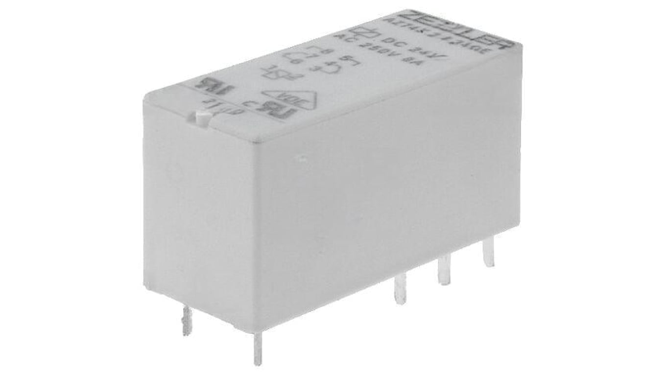 Przekaźnik elektromagnetyczny, DPDT, Ucewki: 24VDC, Iwyj: 8A, Uwyj: 8A/240VAC, na PCB AZ742-2C-24DE