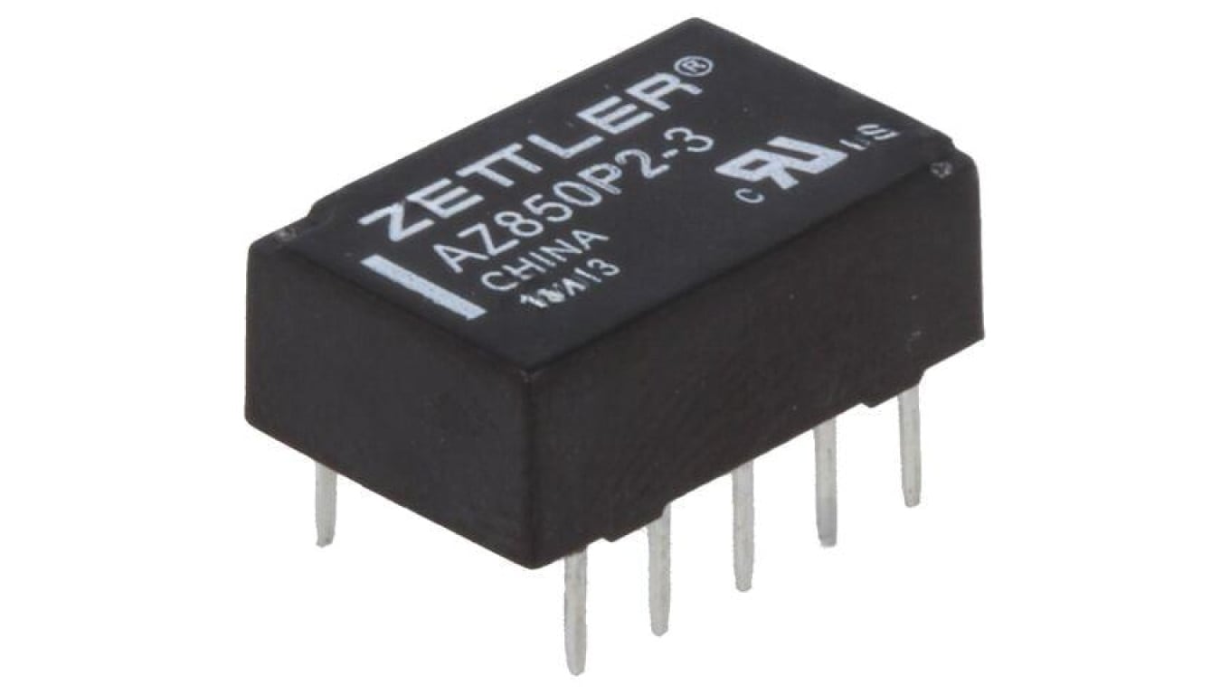 Przekaźnik elektromagnetyczny, DPDT, Ucewki: 3VDC, Iwyj: 1A, na PCB AZ850P2-3
