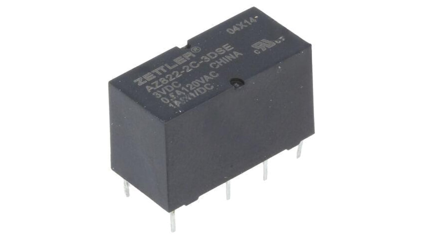 Przekaźnik elektromagnetyczny, DPDT, Ucewki: 3VDC, Iwyj: 2A, na PCB AZ822-2C-3DSE