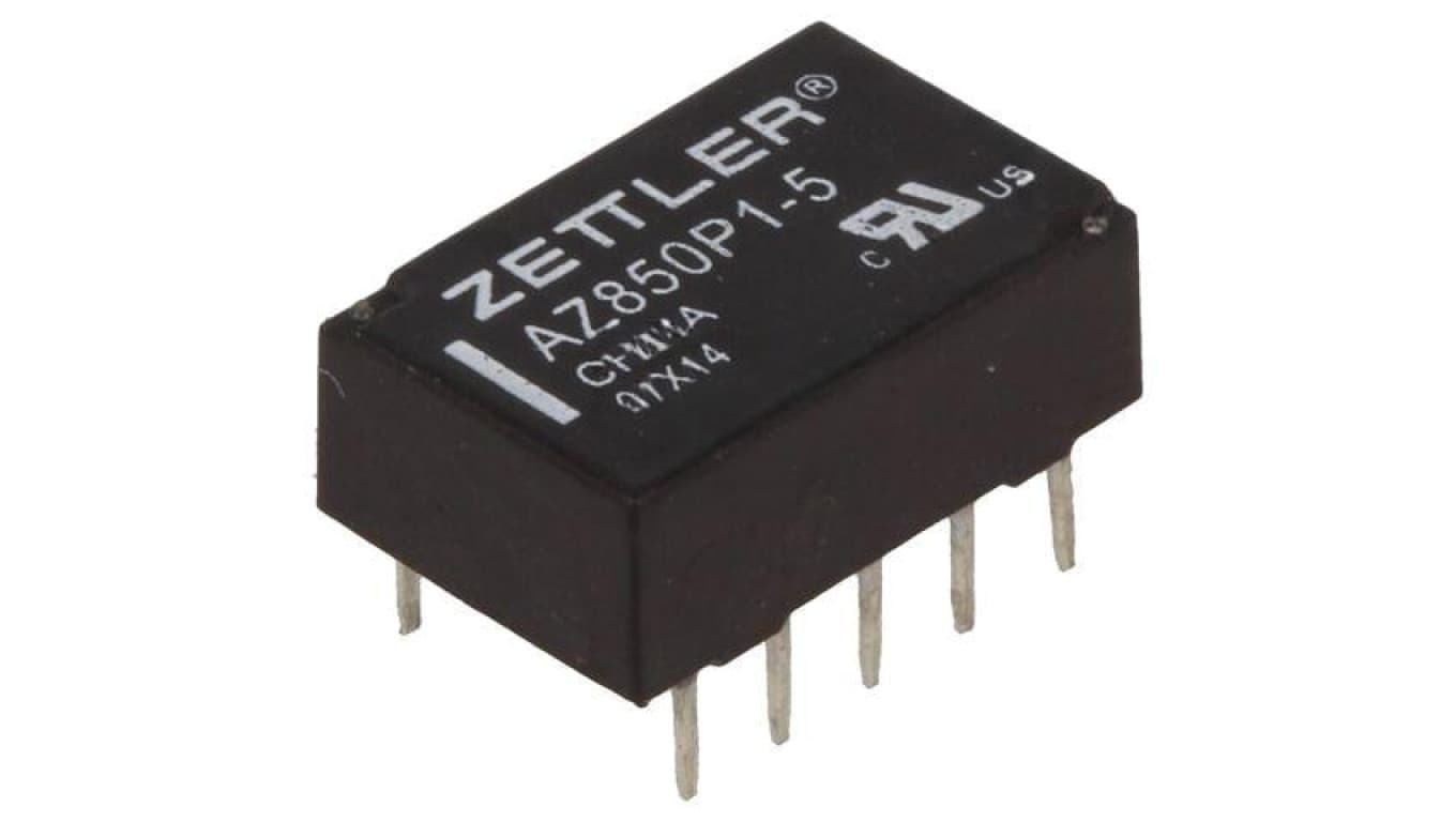 Przekaźnik elektromagnetyczny, DPDT, Ucewki: 5VDC, Iwyj: 1A, na PCB AZ850P1-5
