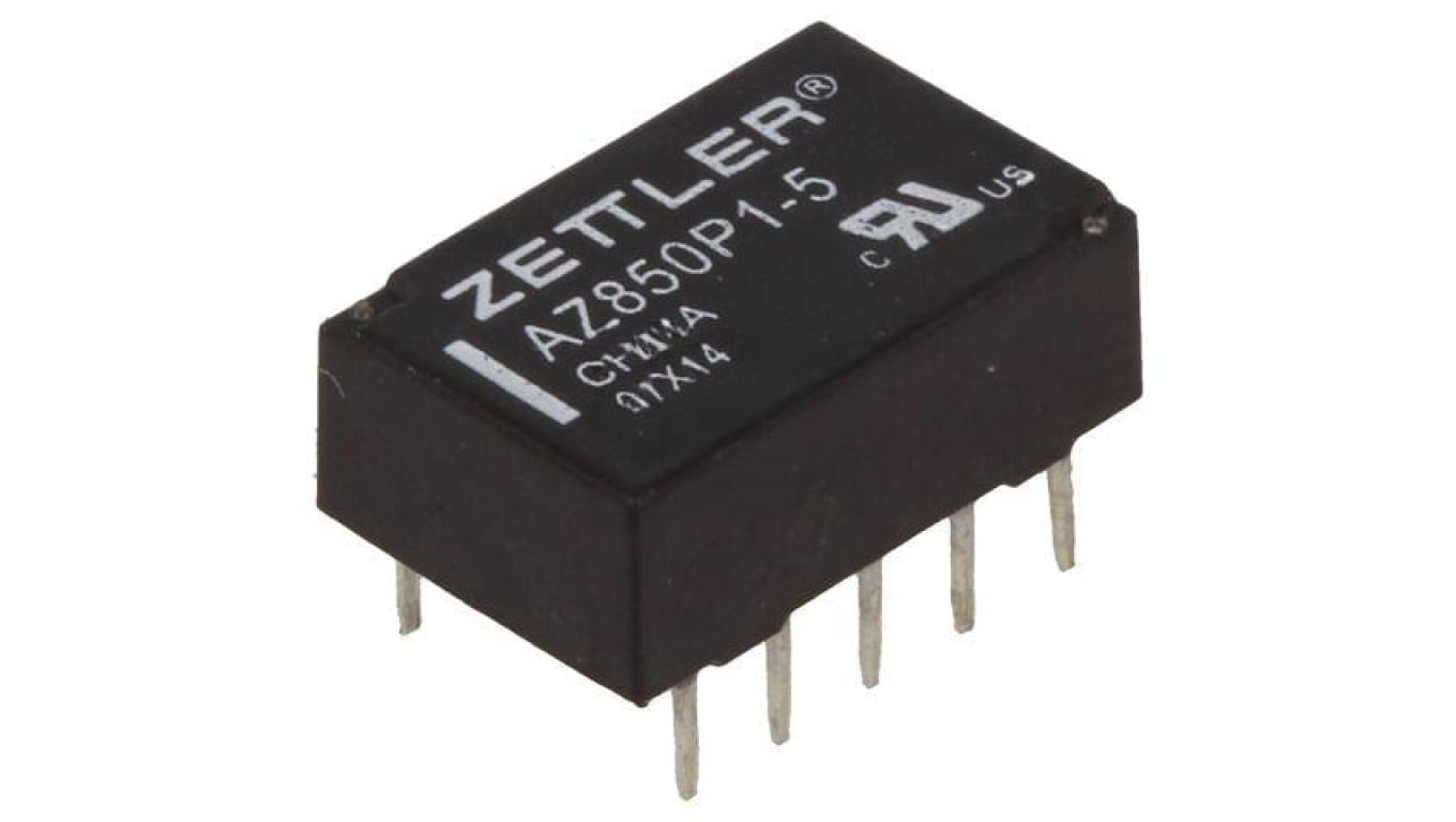 Przekaźnik elektromagnetyczny, DPDT, Ucewki: 5VDC, Iwyj: 1A, na PCB AZ850P1-5