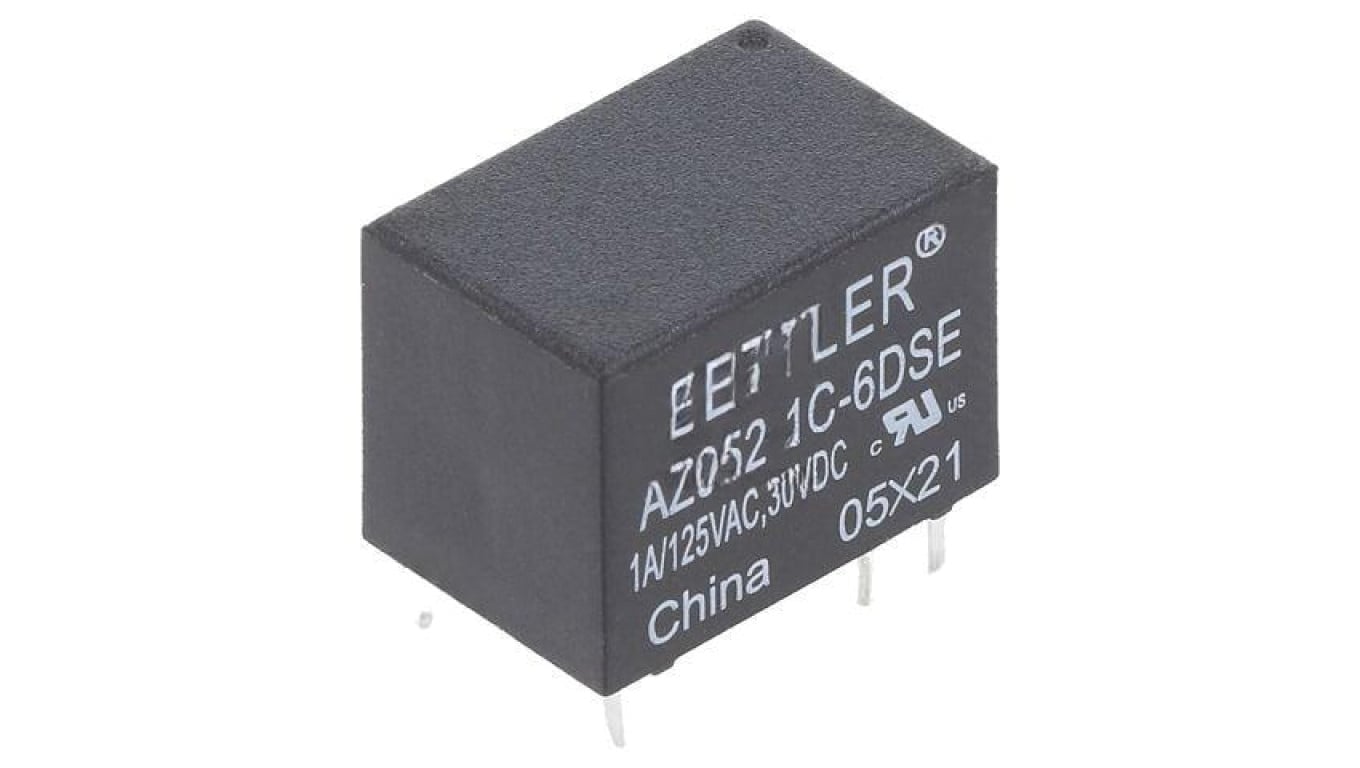 Przekaźnik elektromagnetyczny, SPDT, Ucewki: 6VDC, Iwyj: 1A, na PCB AZ952-1C-6DSE