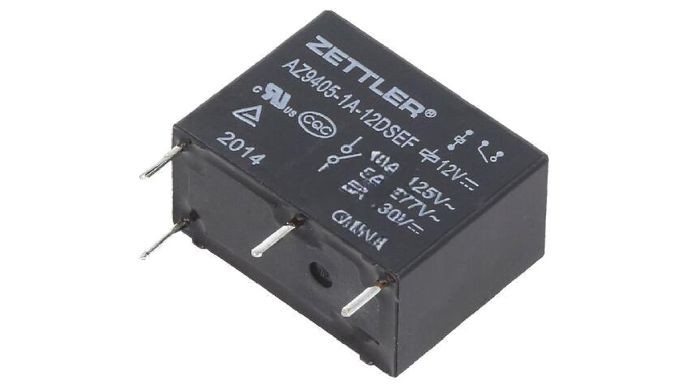 Przekaźnik elektromagnetyczny, SPST-NO, Ucewki: 12VDC, Iwyj: 10A, na PCB AZ9405-1A-12DSEF