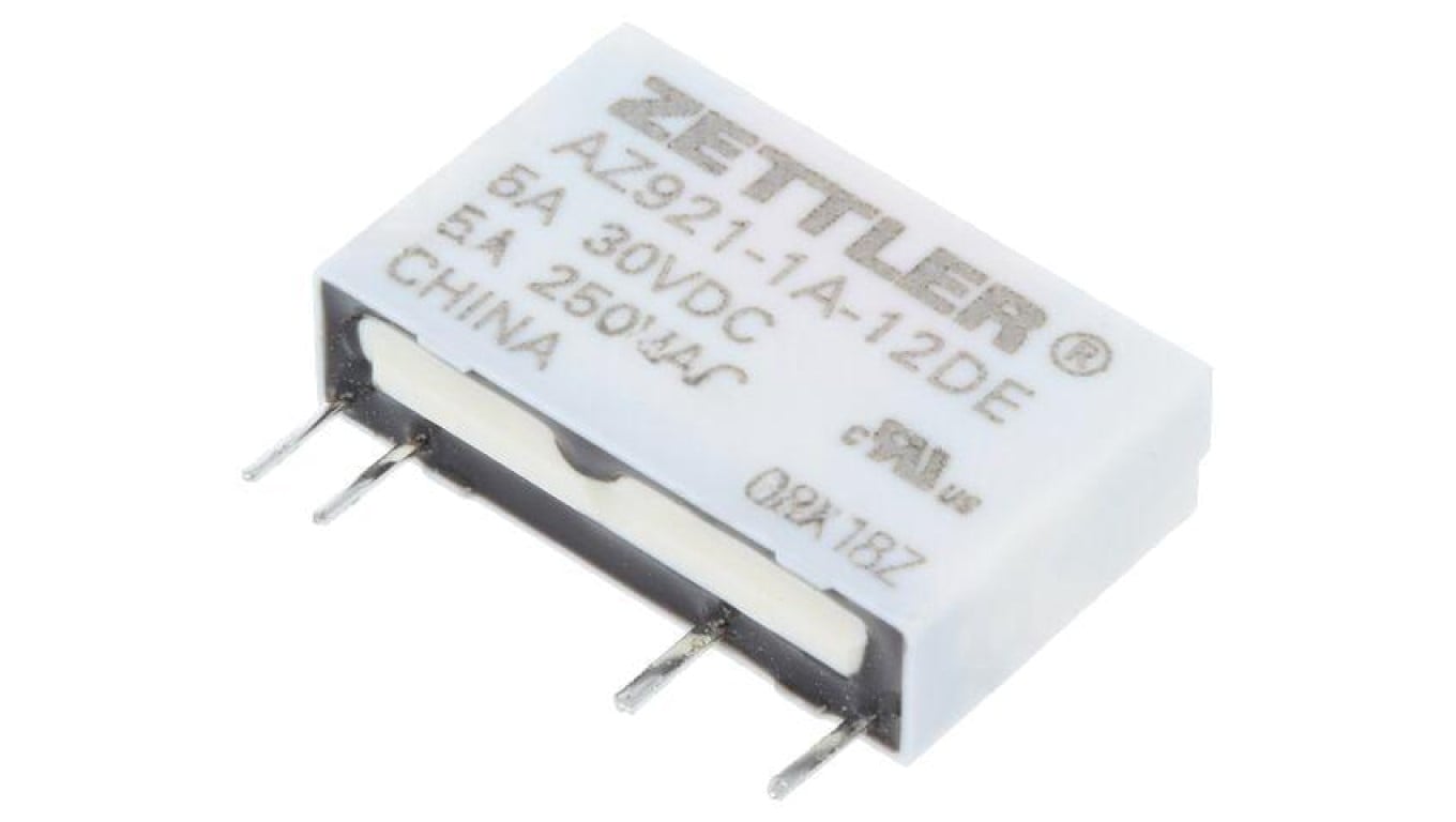 Przekaźnik elektromagnetyczny, SPST-NO, Ucewki: 12VDC, Iwyj: 5A, na PCB AZ921-1A-12DE