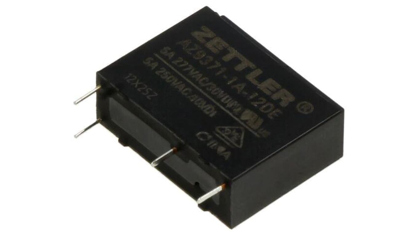 Przekaźnik elektromagnetyczny, SPST-NO, Ucewki: 12VDC, Iwyj: 5A, na PCB AZ9371-1A-12DE