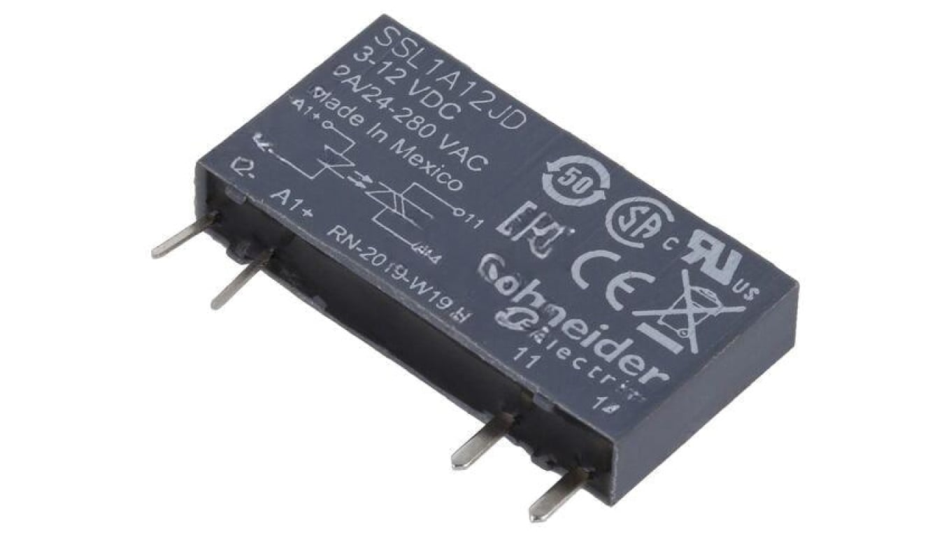 Przekaźnik półprzewodnikowy, 1-fazowy, podstawka, z konfiguracją wyjścia NO, max. 2A, max. 15mA, max. 280V AC, SSL1A12JD