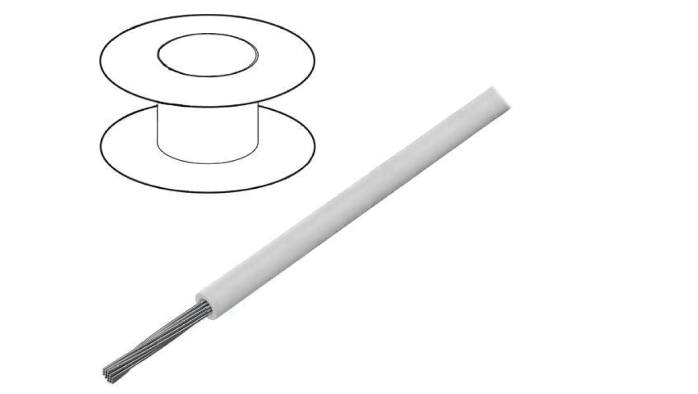 Przewód HookUp Wire linka Cu 22AWG PVC biały 150V 30,5m 7055/19 WH005