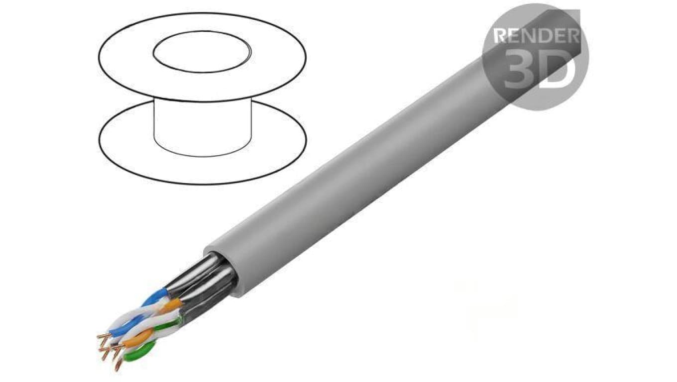 Przewód U/FTP 4x2x23AWG Cat: 6a Cu PVC szary 305m LCS6-11CU-0305-S