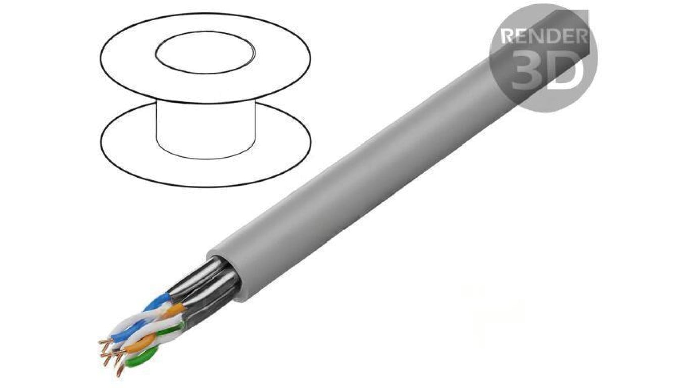 Przewód U/FTP 4x2x23AWG Cat: 6a Cu PVC szary 305m LCS6-11CU-0305-S