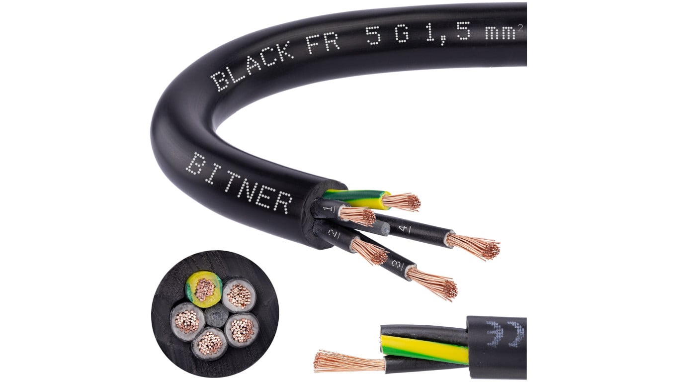 Przewód sterowniczy prądowy BiT 500 Black FR 300/500V 5x1,5 linka do ziemi Bitner /500m/