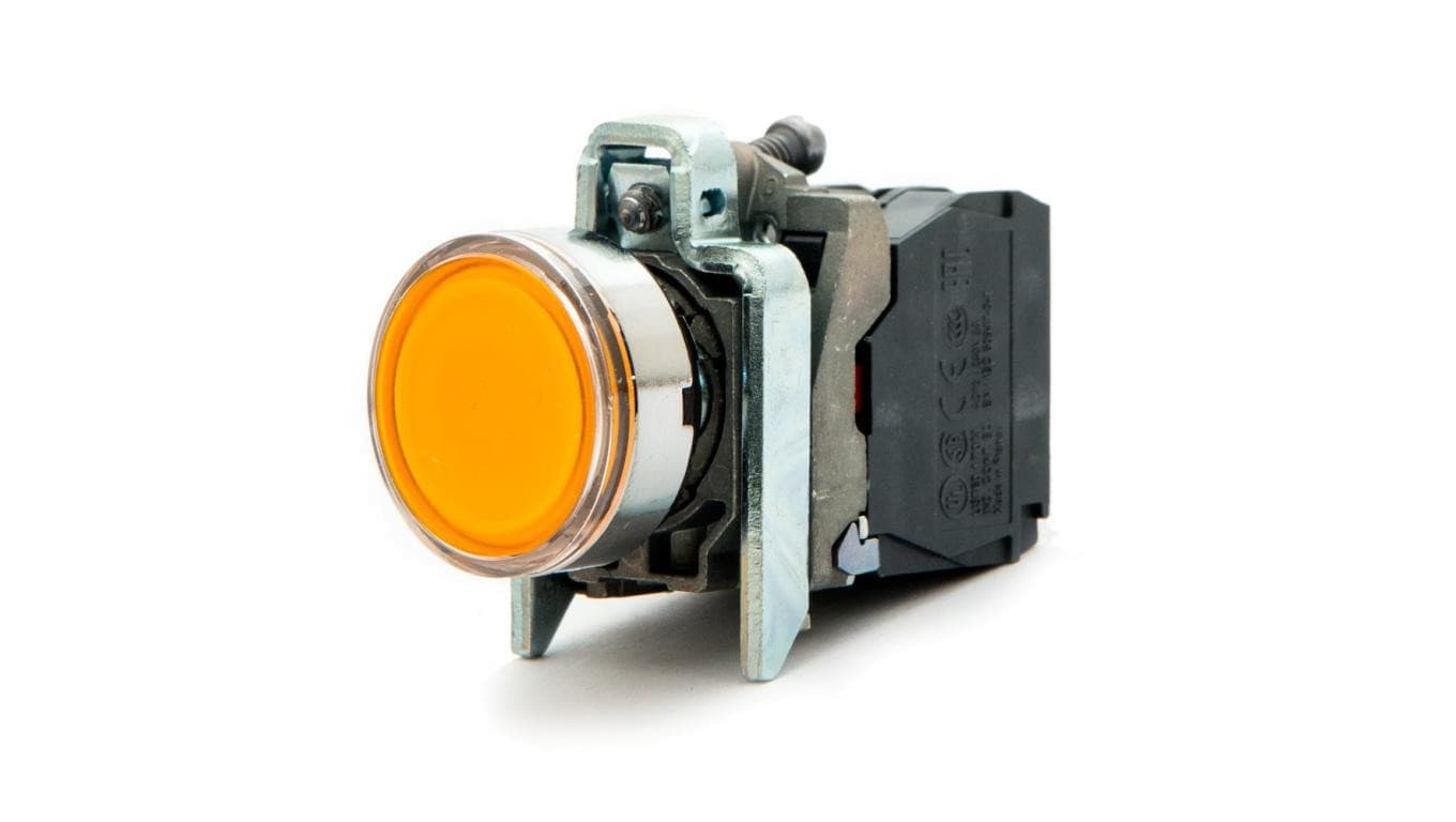 Przycisk płaski, pomarańczowy, LED 230V, XB4BW35M5 Schneider