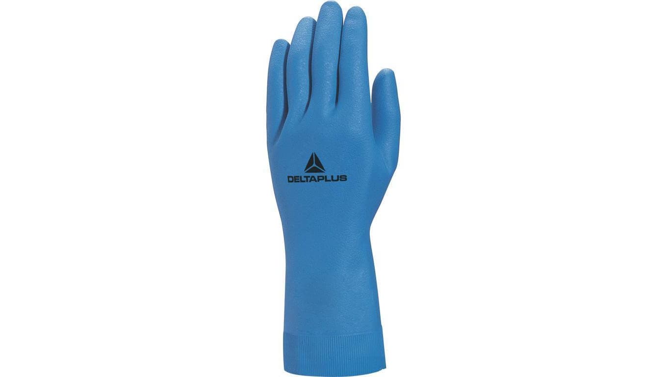Rękawice z lateksu flokowane dł. 32 cm gr. 055 mm kolor niebieski rozmiar 6/7 MAIN VE440BL06