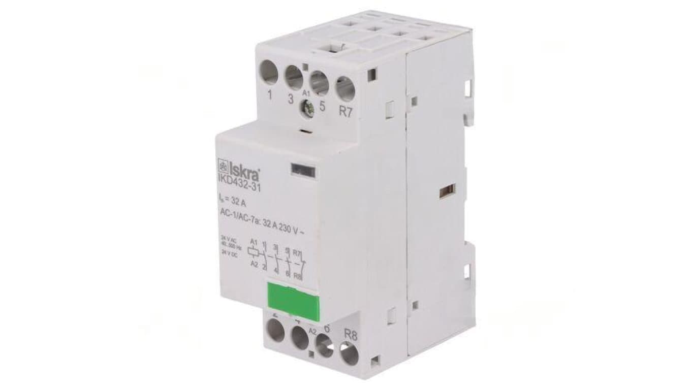 Stycznik 4-biegunowy instalacyjny 32A 24VAC,24VDC NC + NO x3 30.046.886