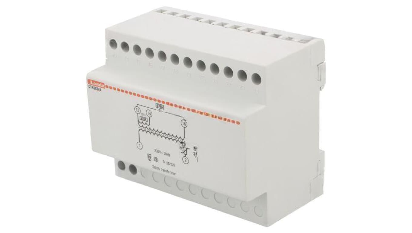 Transformator sieciowy, 63VA, 230VAC, 12V, 24V, na szynę DIN CTRS63VA