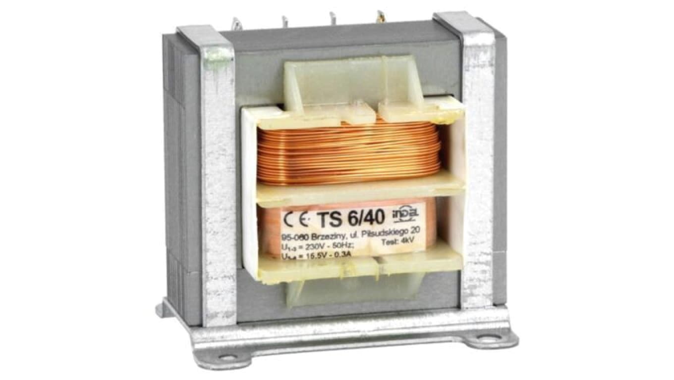 Transformator: sieciowy, 6VA, 230VAC, 15,5V, 300mA, Wyprowadzenia: do druku TS 6/40