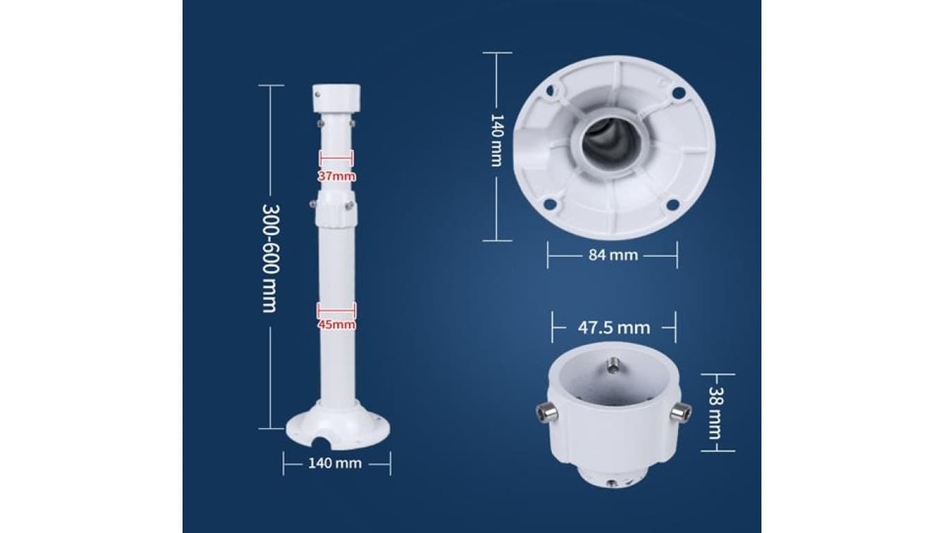 Uchwyt regulowany 30-60cm do kamer typu Speed Dome uniwersalny (pasuje do Dahua BCS Hikvision Uniview) Fox 10A