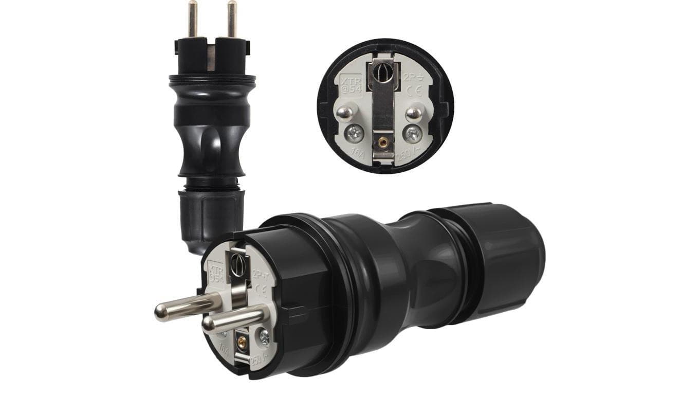 WTYCZKA ELEKTRYCZNA HERMETYCZNA GUMOWA IP54 16A 230V UNI-SCHUKO XTR54 W54.1.FG